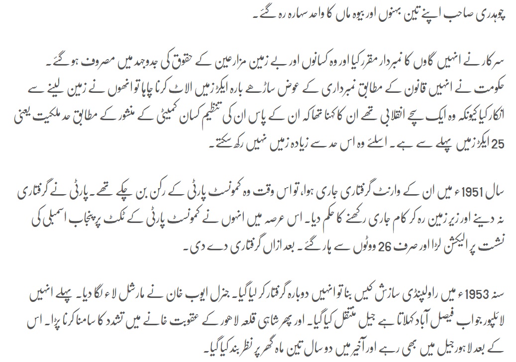 Reference to pay tribute to veteran Kissan leader Chaudhary Fateh Mohammad 15.