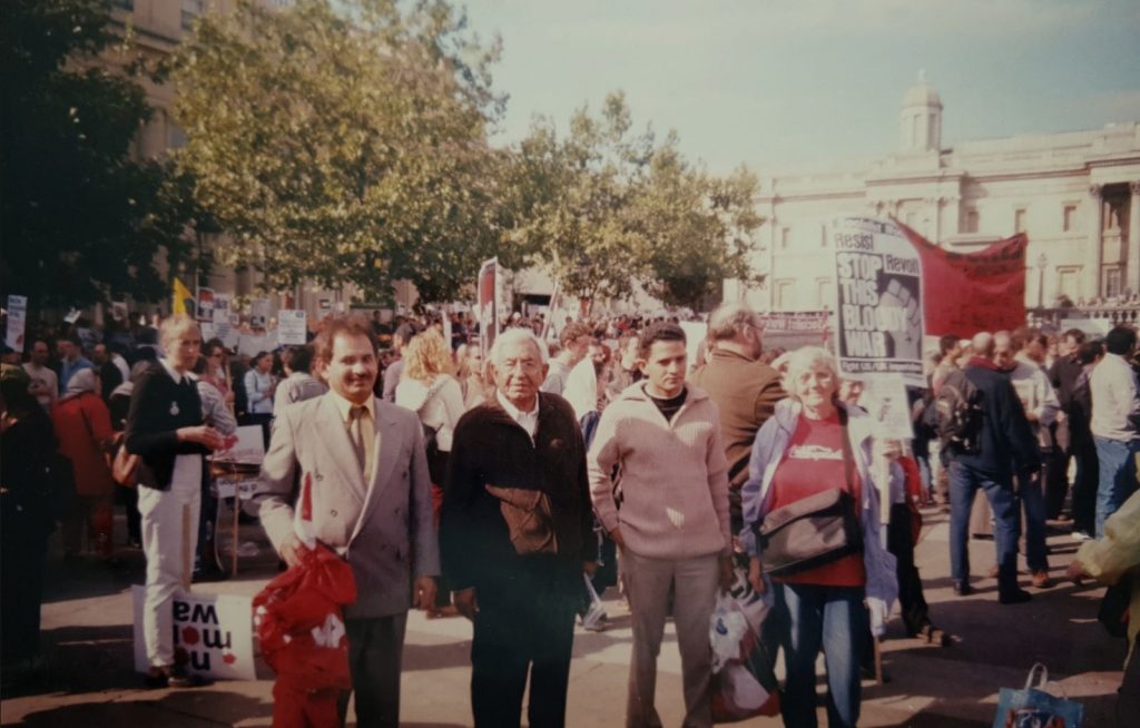 Ch Fateh Mohammad and Pervez Fateh at demo in London 2003